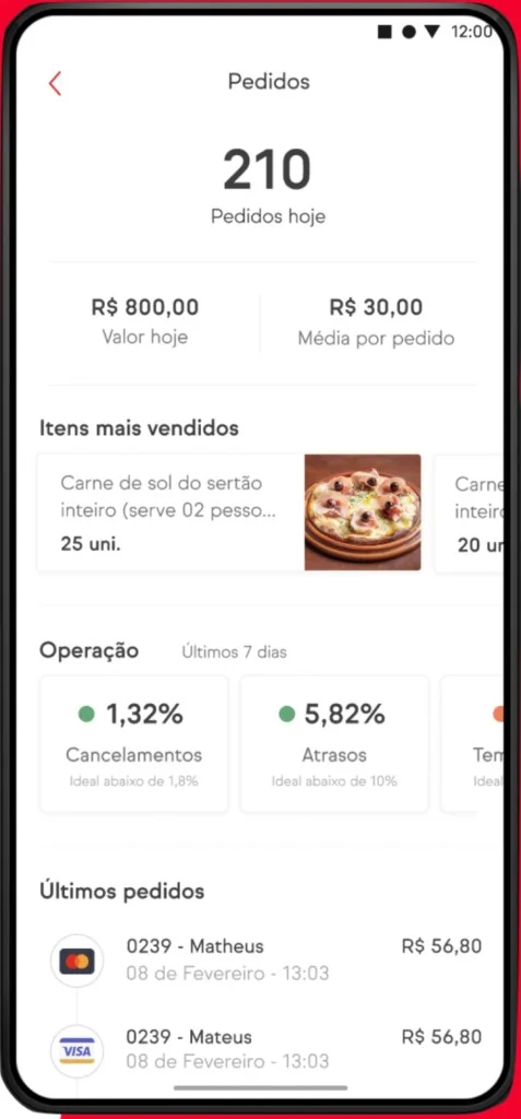 iFood Restaurant partner orders dashboard on Android
